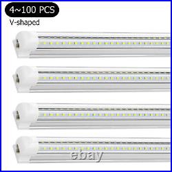 4-100 Pack T8 4FT LED Tube Light Bulbs Integrated LED Shop Light Fixture 6500K