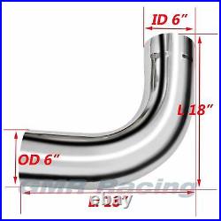 6 Inch Chrome 90 Degree Exhaust Elbow Pipe Tube 6 ID/OD x 18 Arms Tailpipe