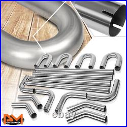 Stainless Steel 4XStraight& 45 90 Degree & U-Bend 16Pcs 2.5OD Exhaust Pipe Kit