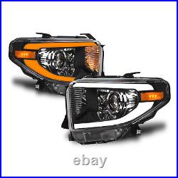 Topline For 14-21 Tundra Level Adjuster Sequential LED Projector Headlights Blk